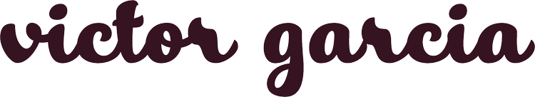 Logo displaying the name "victor garcia" in a bold, cursive-style font with dark maroon coloring.
